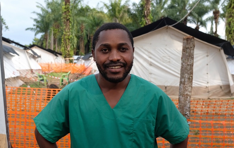 Portrait of Patient Muhindo Kamavu, experienced MSF nurse at MSF’s Ebola treatment centre in Mangina.Photo: Caitlin Ryan/MSF