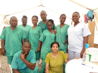 Dr Kalyani with her team in Foya, Liberia. Photo: MSF