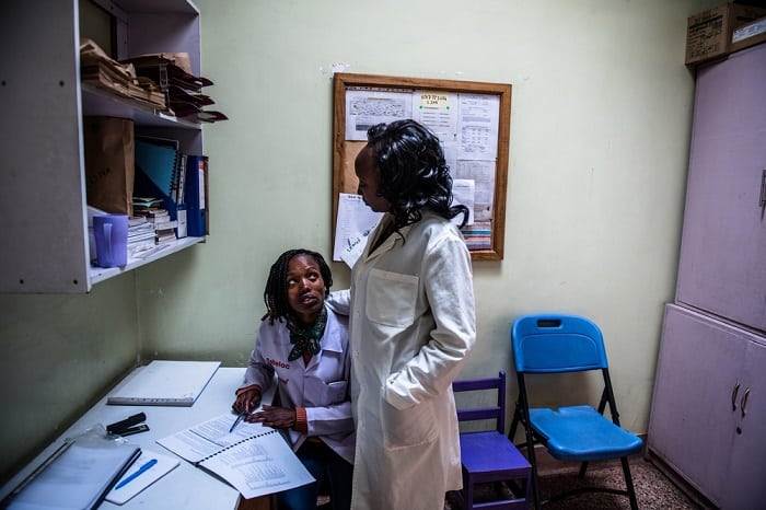 Staff at the MSF clinic in Eastlands, Nairobi, provide care for survivors of sexual and gender-based violence. The 24-hour clinic sees more than 200 patients monthly due to MSF expanding its catchment area with an ambulance service, a call centre, and through a community awareness and mobilization project.