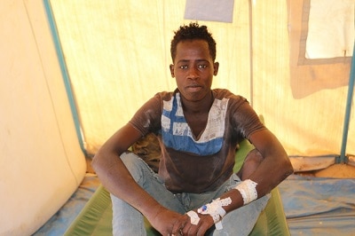 Habatamu Abayneh arrived in Kebridehar recently and was supposed to start a new job in construction. But two weeks later, he fell ill with acute watery diarrhoea. Photo: MSF/Awad Abdulsebur