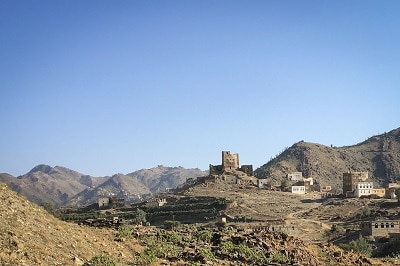 The foothills of the village and its medieval houses, in Hayden Photo: Florian SERIEX/MSF