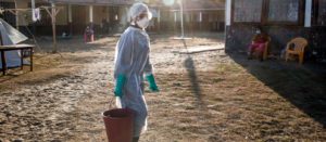 Health workers at the Plague Triage and Treatment Centre clean and disinfect the tents where patients sleep every single day.