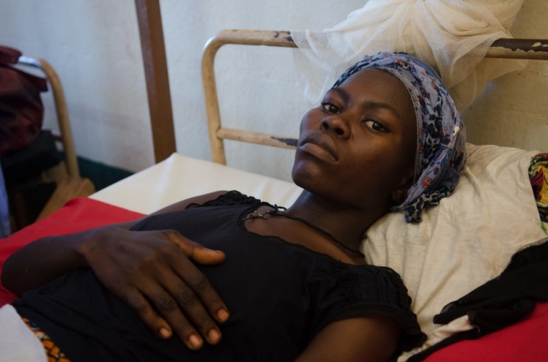 Christelle is one of 16,000 people who sought refuge in Batangafo hospital from late July, when fighting intensified in the area. Photo: Natacha Buhler/MSF