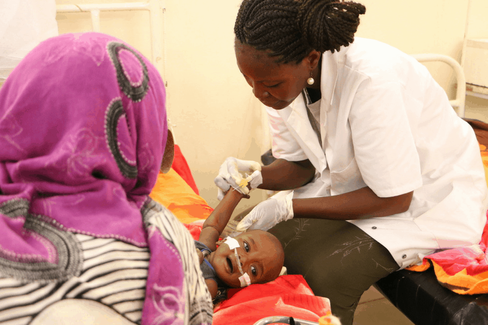 Eight-month-old Haroon is treated in the intensive care unit at the Am Timan Hospital in Chad. 