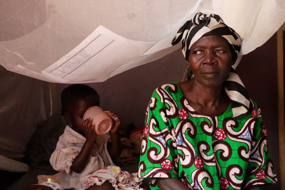 Marie Mbora Koméssé is watching over her grandson Ginasse, who arrived at Bossangoa’s hospital a week and a half ago. 
