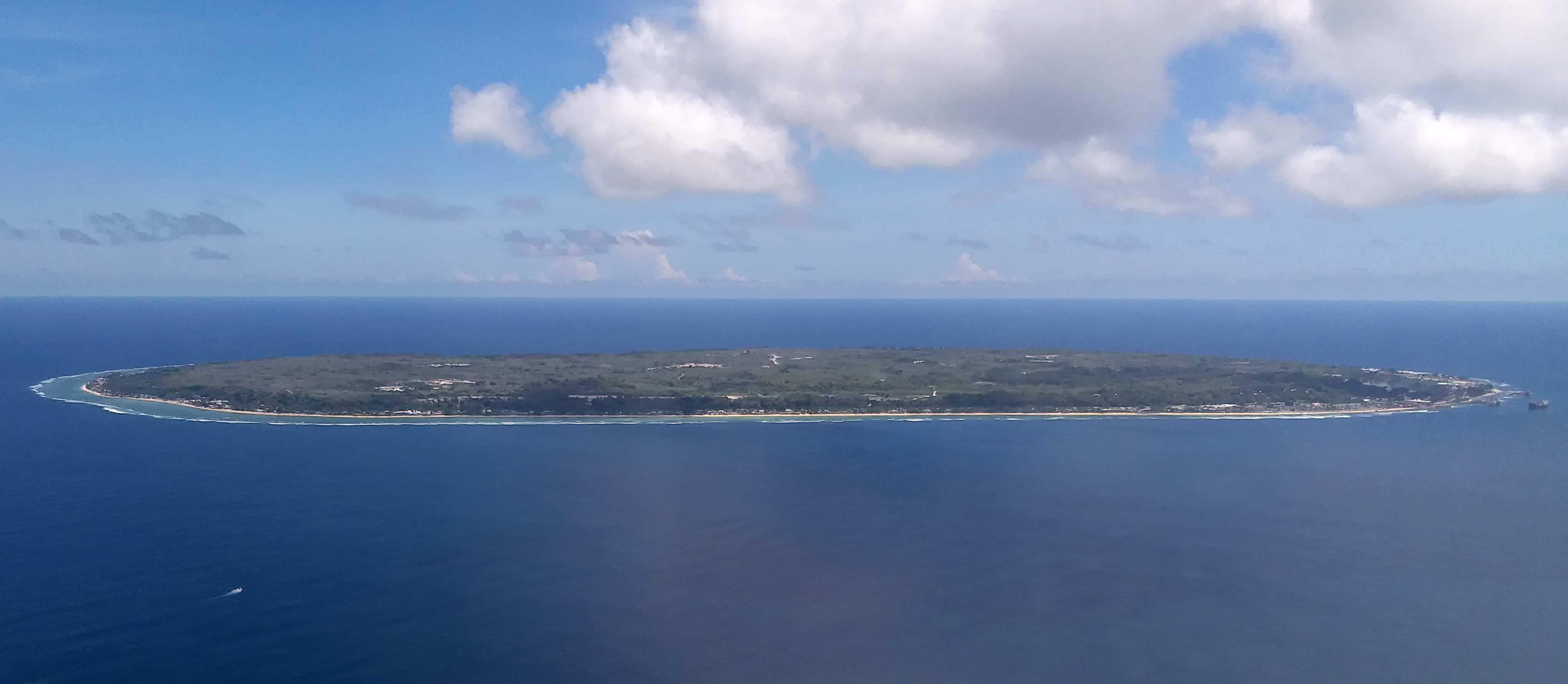 An aerial view of Nauru, a small island nation in the South Pacific. 