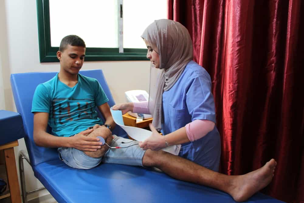 Ataallah, 18, suffered gunshot wounds at the Great March of Return protests in Gaza and had to have his right leg amputated.