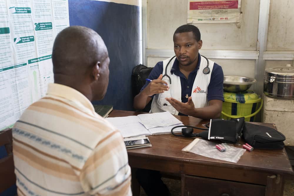 Dr Nepo during a consultation at the Abgokim clinic.