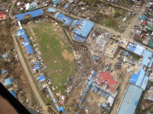 An aerial view of the destruction wreaked by Typhoon Haiyan in Panay. Philippines 2013 © MSF