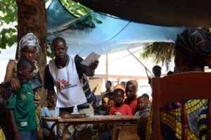 PK5 is an area where traditionally Muslims and Christians live together. At the beginning of January, 30% of patients were Muslim, but this has now decreased to only a few as they have fled.  © Mathieu Fortoul/MSF