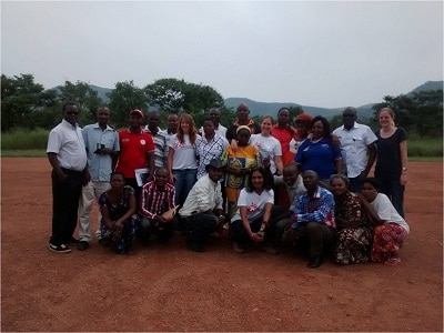 Simi Basheer (fourth from left in the bottom row) along with her team in Democratic Republic of Congo. Photo: MSF