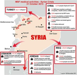 Current MSF operations in Syria and surrounding areas. © MSF