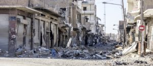 The empty and damaged streets during the last battle of Raqqa city. Photo: Diala Ghassan/MSF