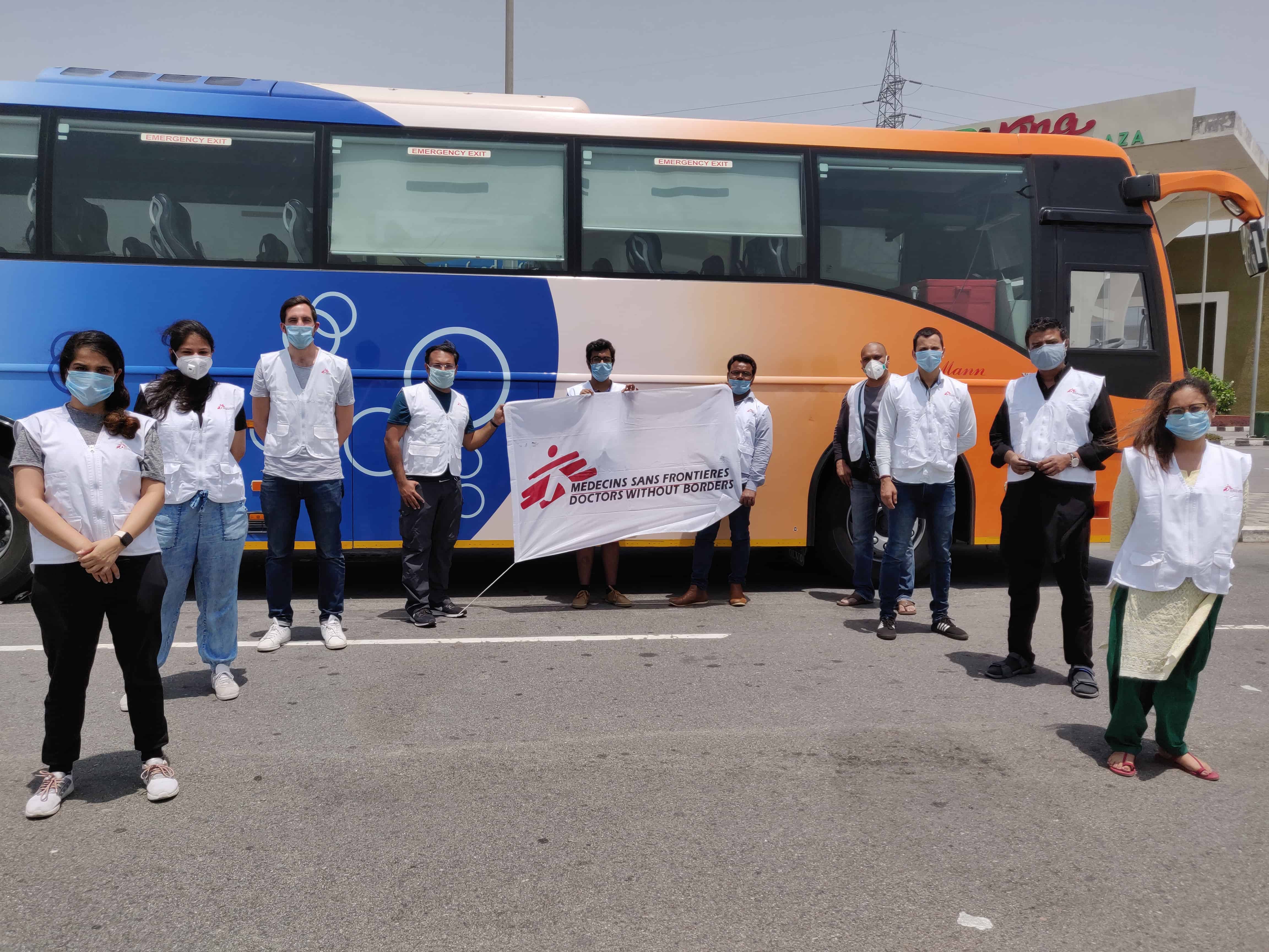 Covering 1100 kms in 22 hours by road, an MSF team from Delhi recently arrived in Patna for COVID - 19 Intervention. In the coming days, the team would convert the indoor stadium at Patliputra sports complex into a treatment facility to treat COVID- 19 patients. © MSF