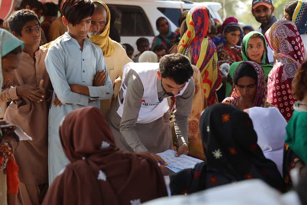 The medical teams are seen busy providing outpatient primary healthcare to the flooded-affected families in district Naseerabad district, Eastern Balochistan.