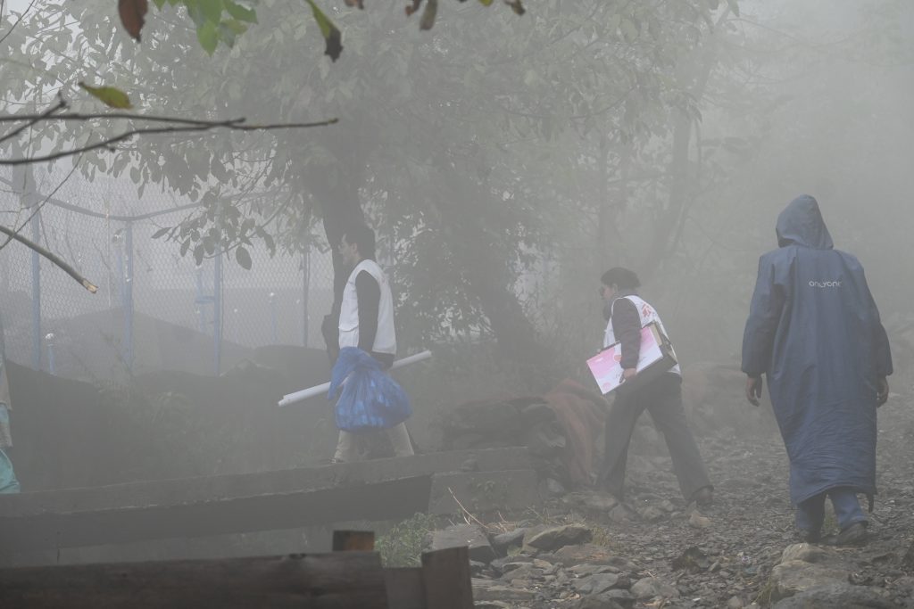 Doctors Without Borders/Médecins Sans Frontières (MSF) team in Kashmir is on the way to conduct a session at Government Upper Primary School Zeisbal Lam to discuss mental health, recognize signs, and spread awareness