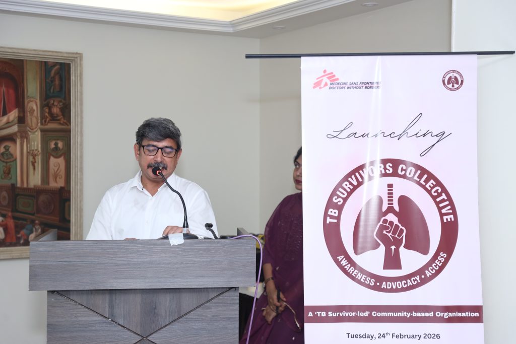 Parathesarathy Rajendran, Executive Director, Médecins Sans Frontières (MSF) South Asia, delivers the opening remarks at the roundtable discussion marking the formal launch of the TB Survivors Collective, a survivor-led community-based organization (CBO) dedicated to strengthening community engagement within India’s TB response.
