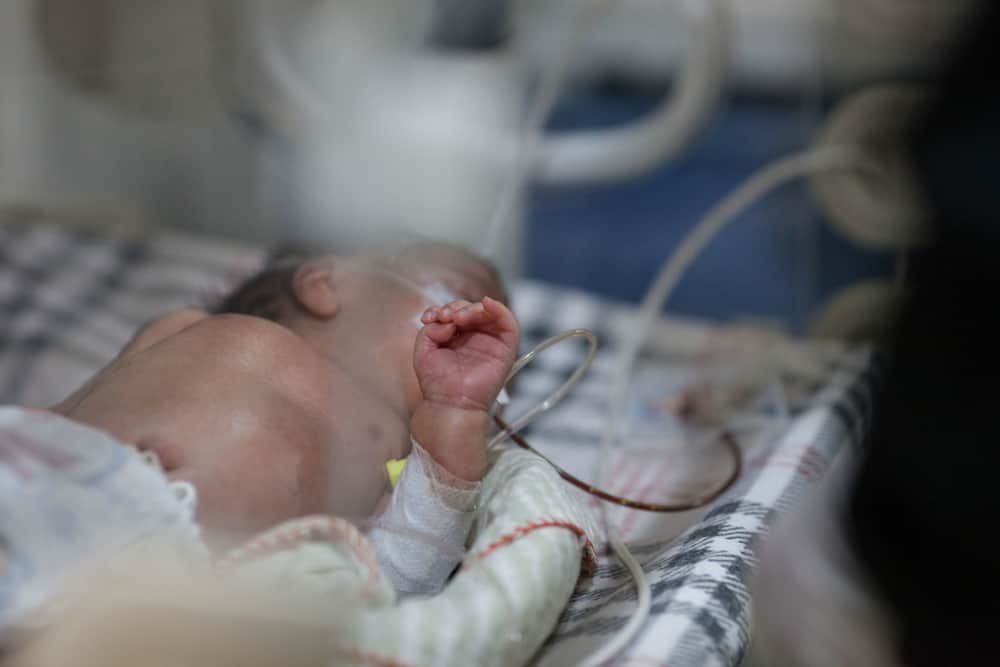 A baby suffering from an infection is seen in the MSF nursery at DHQ hospital in Chaman, Balochistan, Pakistan, October 2018.
PHOTO: KHAULA JAMIL